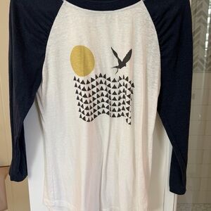 Anthropologie navy and white, 3/4 sleeve